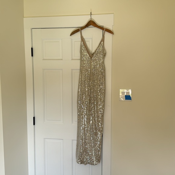 TFNC sequin embellished cowl midaxi high low wrap dress - Picture 4 of 6